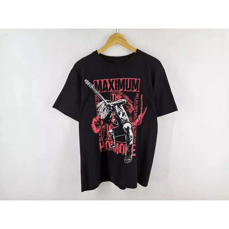 Maximum The Hormone Band Reimpressão Básica Camiseta Preta de Algodão