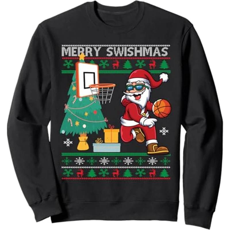 Fashion Basketball Ugly Christmas Sweater For Women Clothes Santa Claus Bar Party Men Sweatshirts Casual Male Pullover Tracksuit