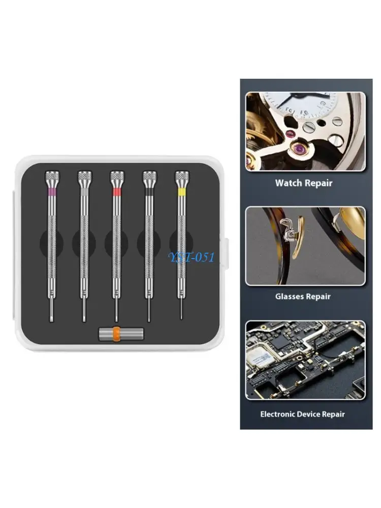 

E15A 5Pcs Watch Screwdriver Jeweler Watch Screwdriver Set for Watch Repair Jewelry