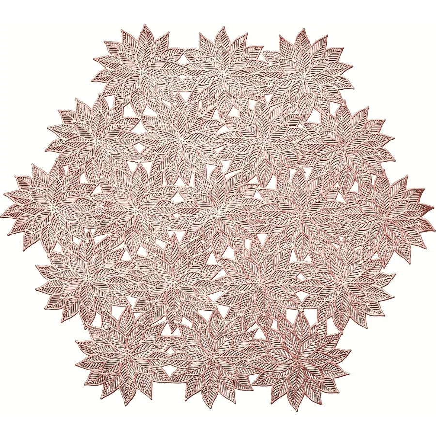 

120 Pieces Pack of Washable Easy to Clean PVC HeatResistant Vinyl Table Mats for Fall Decor Rose Gold Centerpiece Placemats Ide