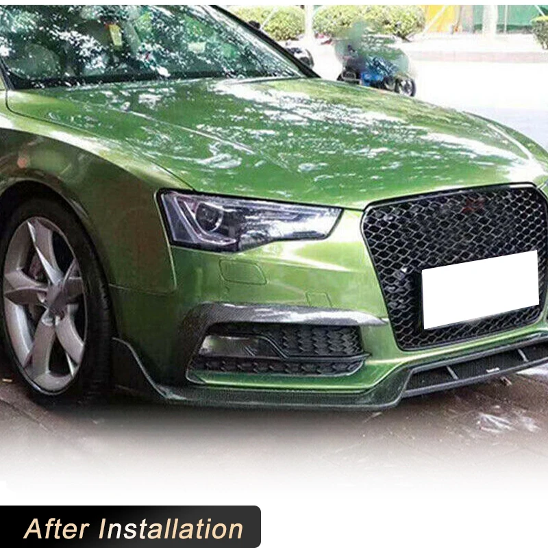 Carbon Fiber Front Bumper Fog Lamp Fins Vent Trims for Audi A5 Sline S5 2012-2016 Non Standard Front Bumper Canards FRP Black