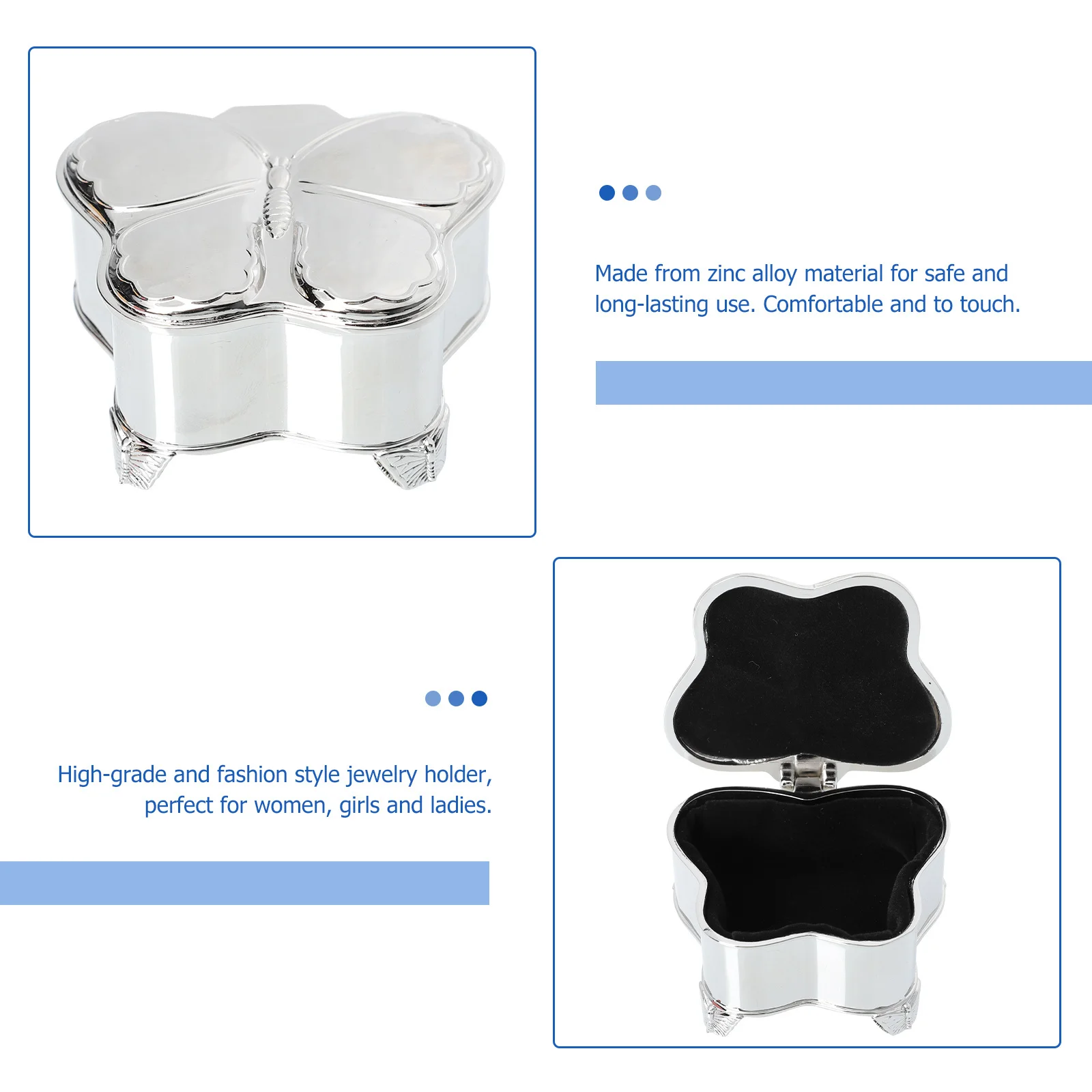 الفراشات سبائك الزنك صندوق مجوهرات ريترو تصميم مجوهرات حقيبة للتخزين للخواتم القلائد هدية أنيقة للنساء #1