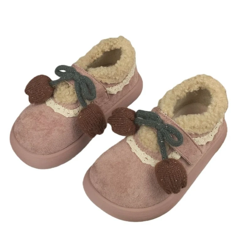 Stivali invernali in cotone caldo foderato in pile per ragazze per bambini Scarpe casual in peluche versatili alla moda per bambine