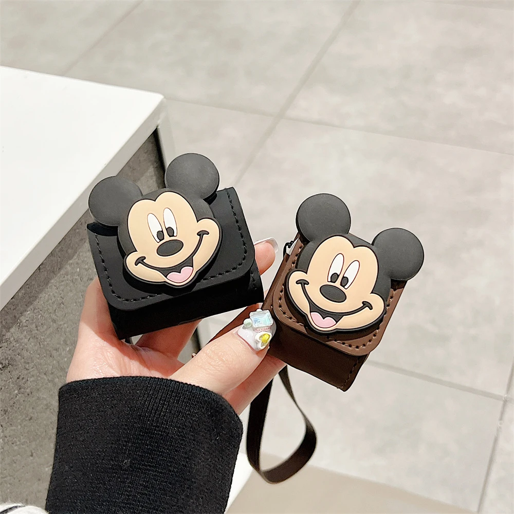 

Leather Earphone Case For Airpods 1/2/3 Lanyard Anti-drop Cute Mickey Cartoon Cover For Apple Airpods Pro 2 Funda For Girl Gift