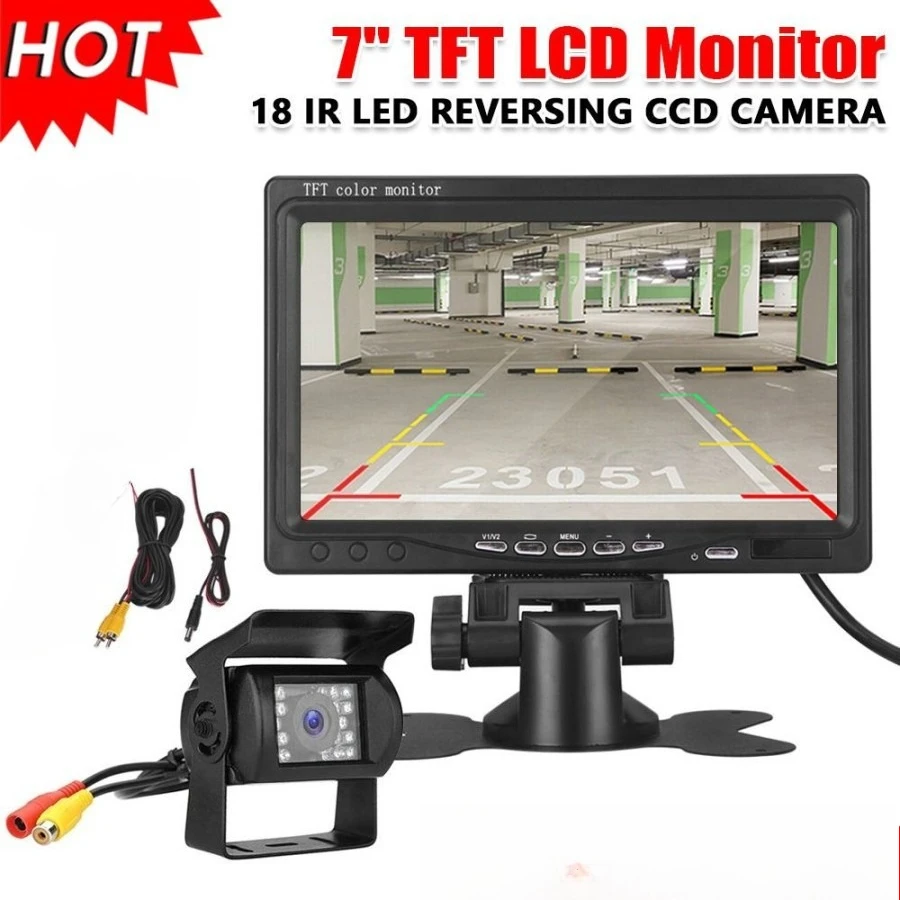 

17.78cm Reverse Camera Monitor Reversing Display Caravan Truck Rear View Kit 18 IR HD LCD Monitor Display for Caravan Truck