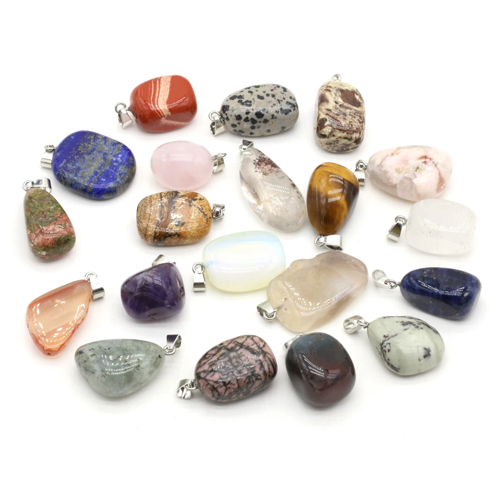 Natural Semi-precious Stone Pendant Irregular Cherry Blossom Agate for DIY Jewelry Making Necklace Size15x20-18x25