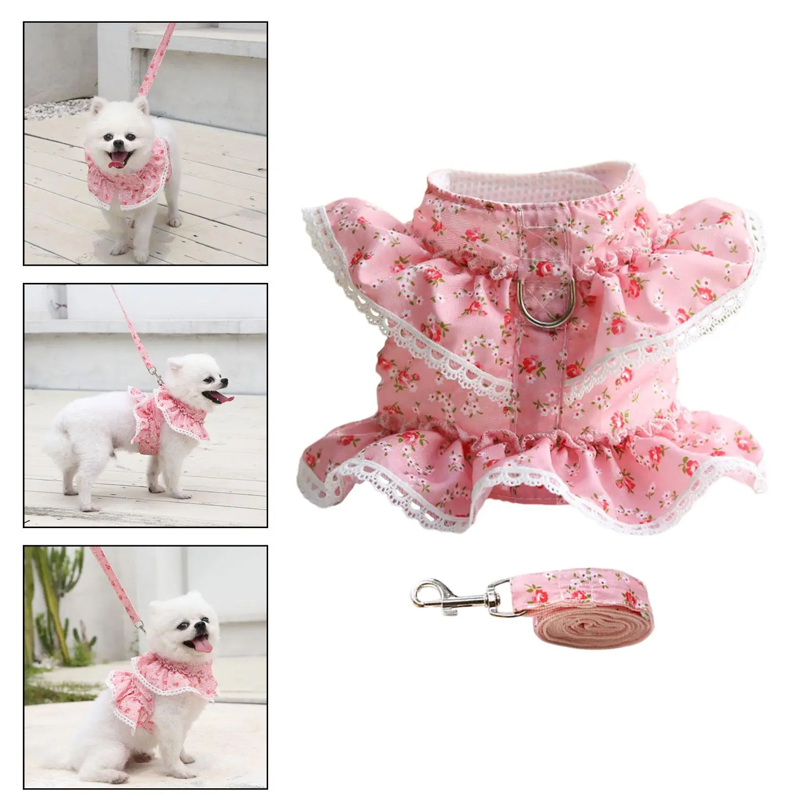 Flower Dog Harness Leash Set Spring Summer Dog Vest Harness Girl Puppy Clothes for Puppy Pet Accessories Pet Kittens Girl Dogs