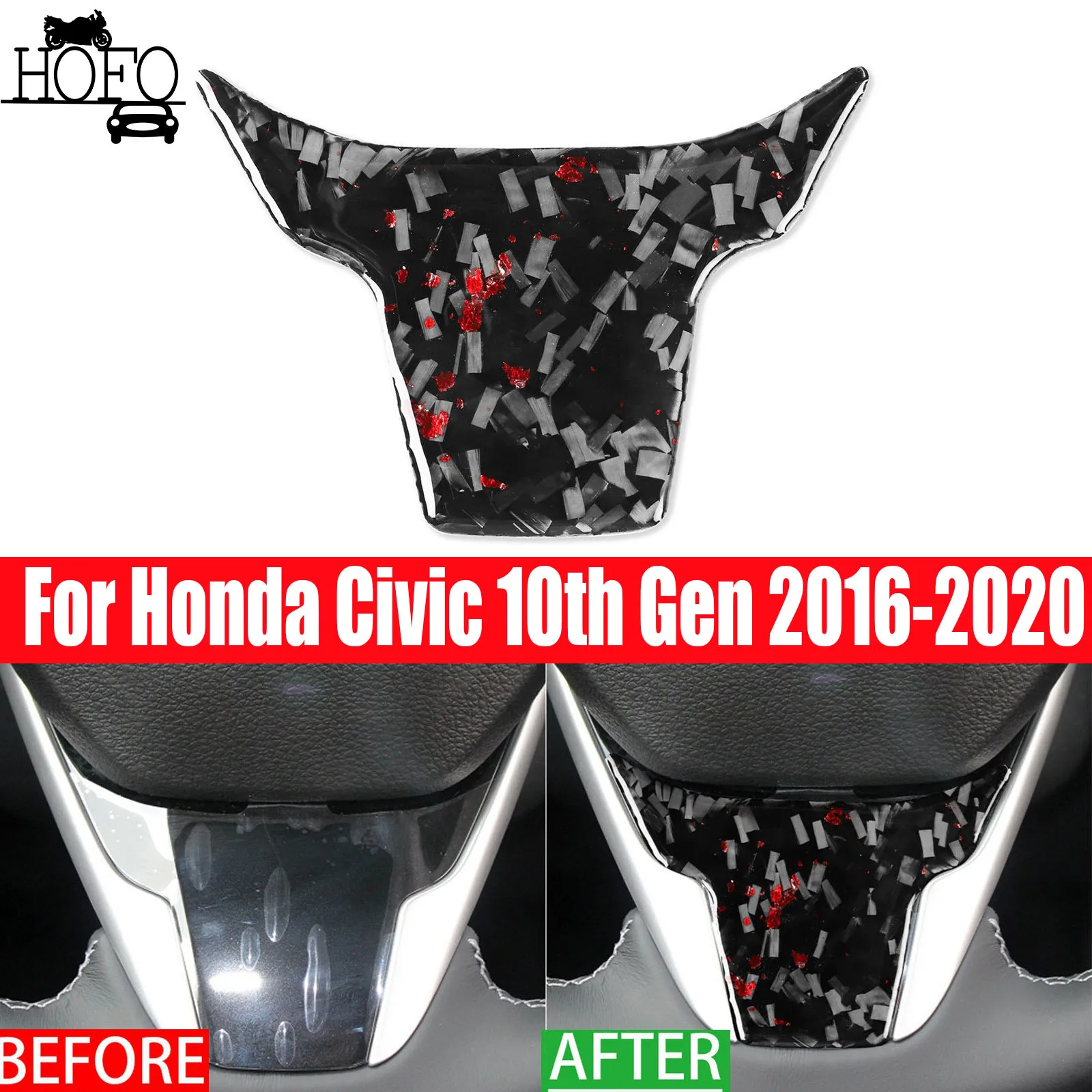 

For Honda Civic 10th Gen 2016 2017 2018 2019 2020 Car Steering Wheel Cover Trim