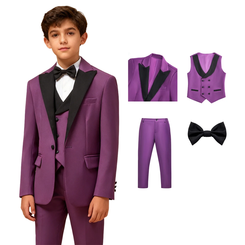 

Boys Communion Suit Set with Vest and Bowtie, Ship Today 3-14 Yrs Kids Formal Suits, Toddler Birthday Wedding Party Suit Attire