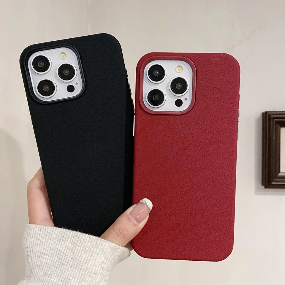 

Retro Leather Phone Case For iPhone 16E 15 14 16 Plus 11 12 13 16 Pro Max 14Pro Luxury Silicone Protector Gift Shockproof Cover