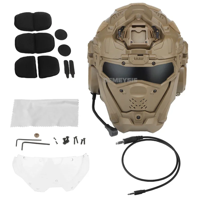 Airsoft Helmets Full Covered Protectio Tactical Paintball Helmet with Communication Headset Adjustable Shooting Sports Helmets image 3