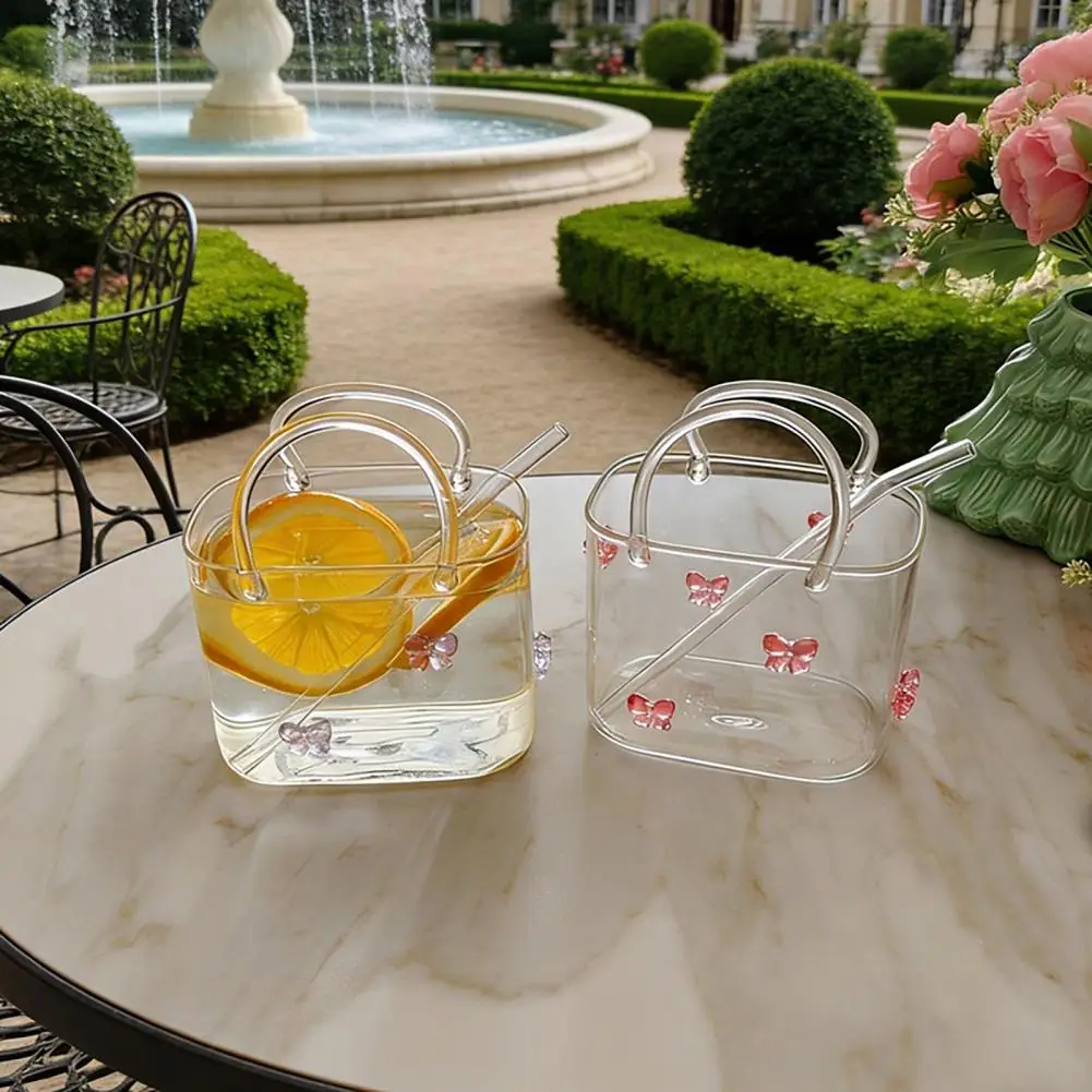 

Wine Glass Purse Handbag Shape Cocktail Glass with Straw Novelty Purse Beverage Container Unique Wine Glasses for Parties