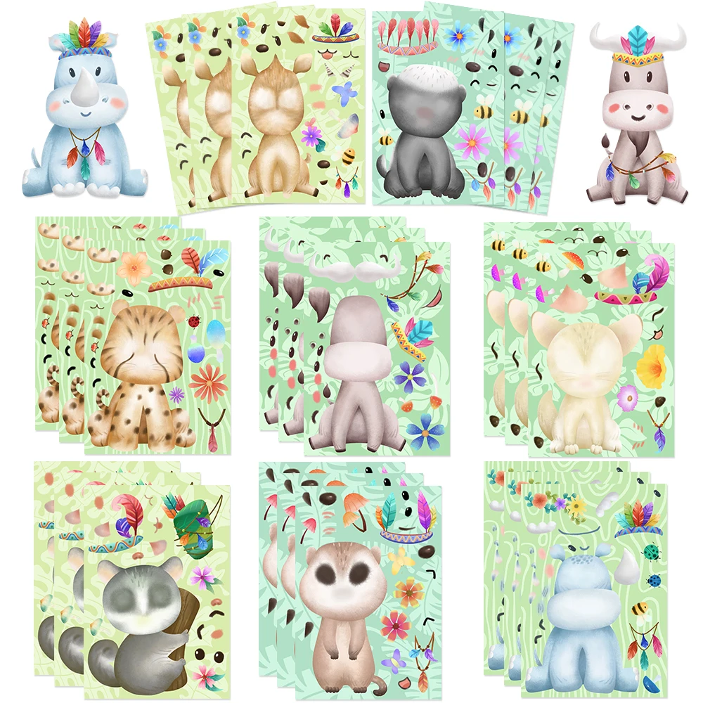 8/16Sheets Fashion African Small Animals Stickers Aesthetic Motorcycle Phone Car Skateboard Laptop Sticker Decal Classic Kid Toy