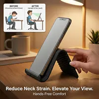 Support de téléphone portable en silicone pliable et flexible, support de bureau multi-angles réglable et portable pour iPhone, iPad, ordinateur portable, tablette, maison, bureau 3