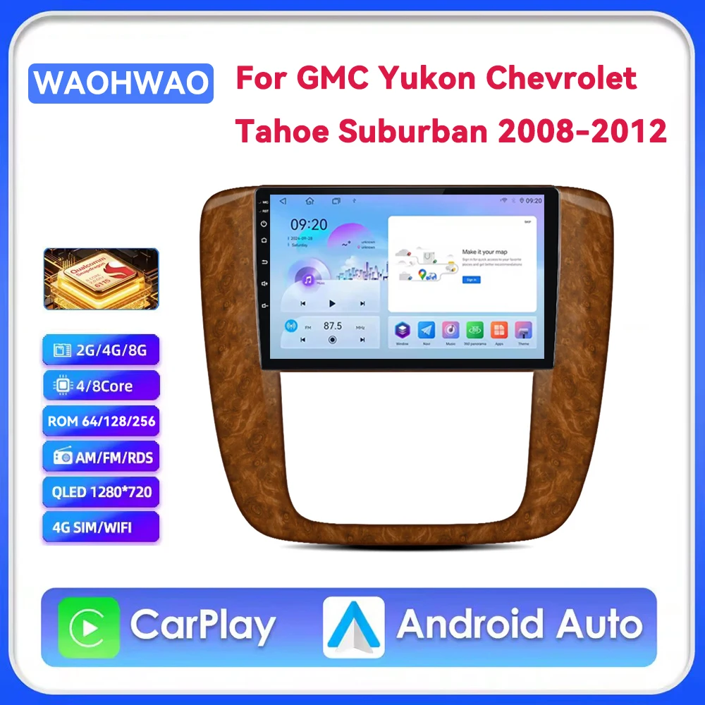 

Android 15 Carplay Auto Car Radio For GMC Yukon Chevrolet Tahoe Suburban 2008-2012 Multimedia Video Player Navigation Stereo DSP