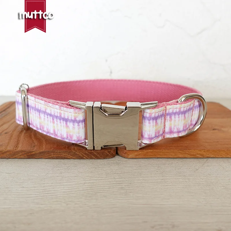 MUTTCO The independent design pet dog collar&leash PINK ENCHANTED personalized adjustable puppy nameplate collar 5 sizes UDC130