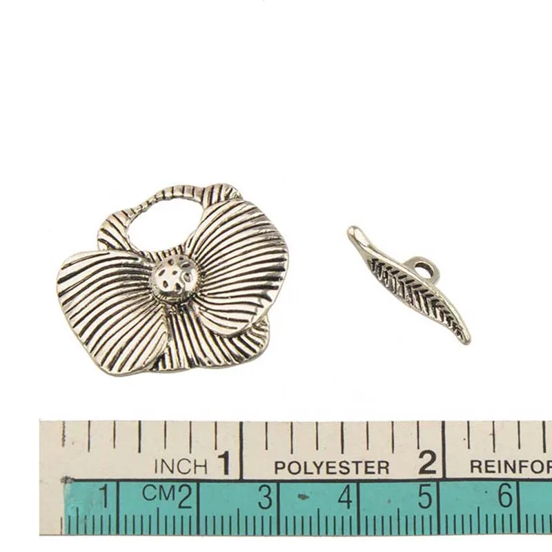 DIY Toggles Hooks Bracelets Clasps Jewelry Material Vintage Silver Large Flower Leaf Bar Metal Jewellery Accessories New 10 Sets