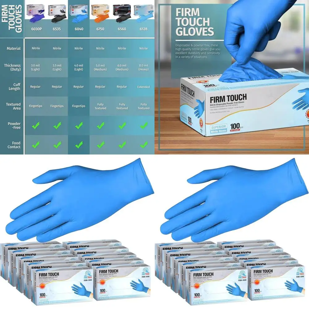

Одноразовые нитриловые перчатки без пудры и латекса – идеально подходят для уборки и приготовления пищи – синие – 100 штук