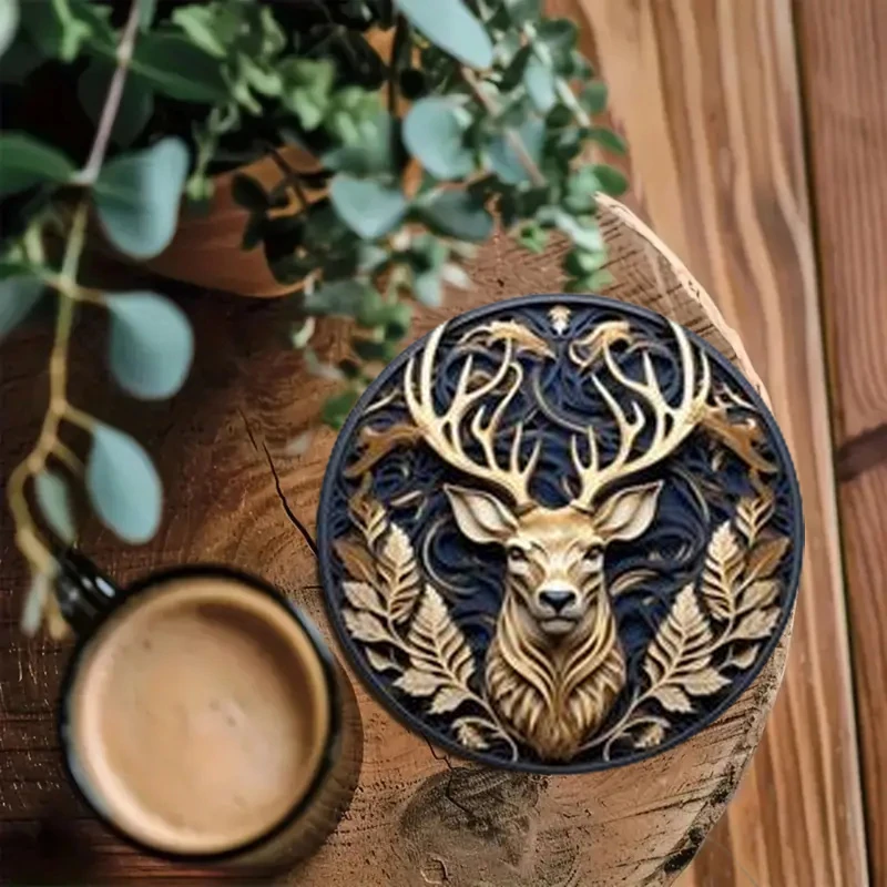 クリスマスをテーマにした木製プリントコースター6枚セットは、レストランやクリスマスギフトに適しています。