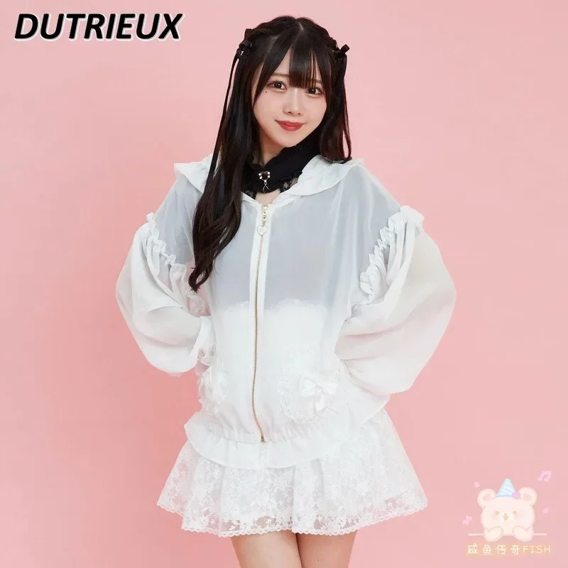 New Spring Summer Women's Tops Lace Love Rabbit Ears Mine Series Mass-produced Japanese Style Long-sleeved Sunscreen Clothing