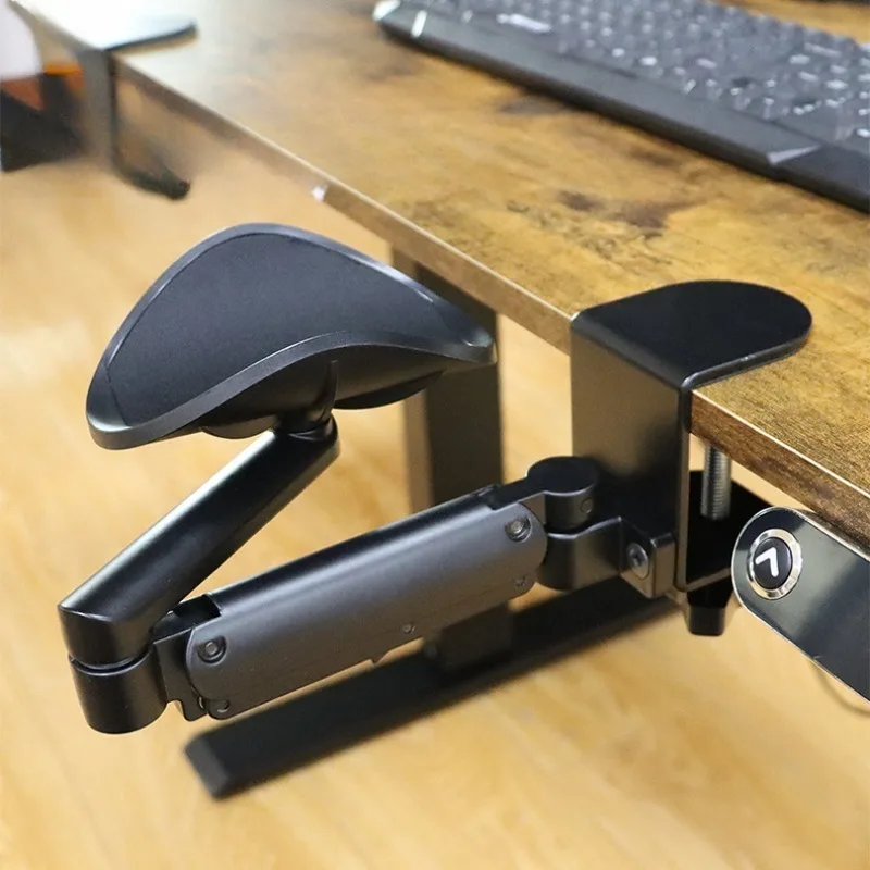 Arm Rest Ergonomic Rotating Computer Desk Arm Support Adjustable Metal Mouse Pad Arm Wrist Armrest Hand Shoulder Clamp-on Table