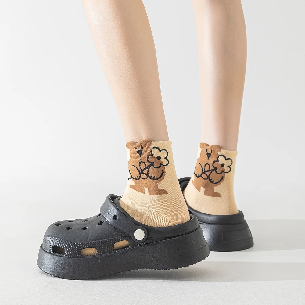 

5 пар высококачественных женских спортивных носков с мультяшным рисунком, изысканные милые мягкие удобные нейтральные подарочные носки