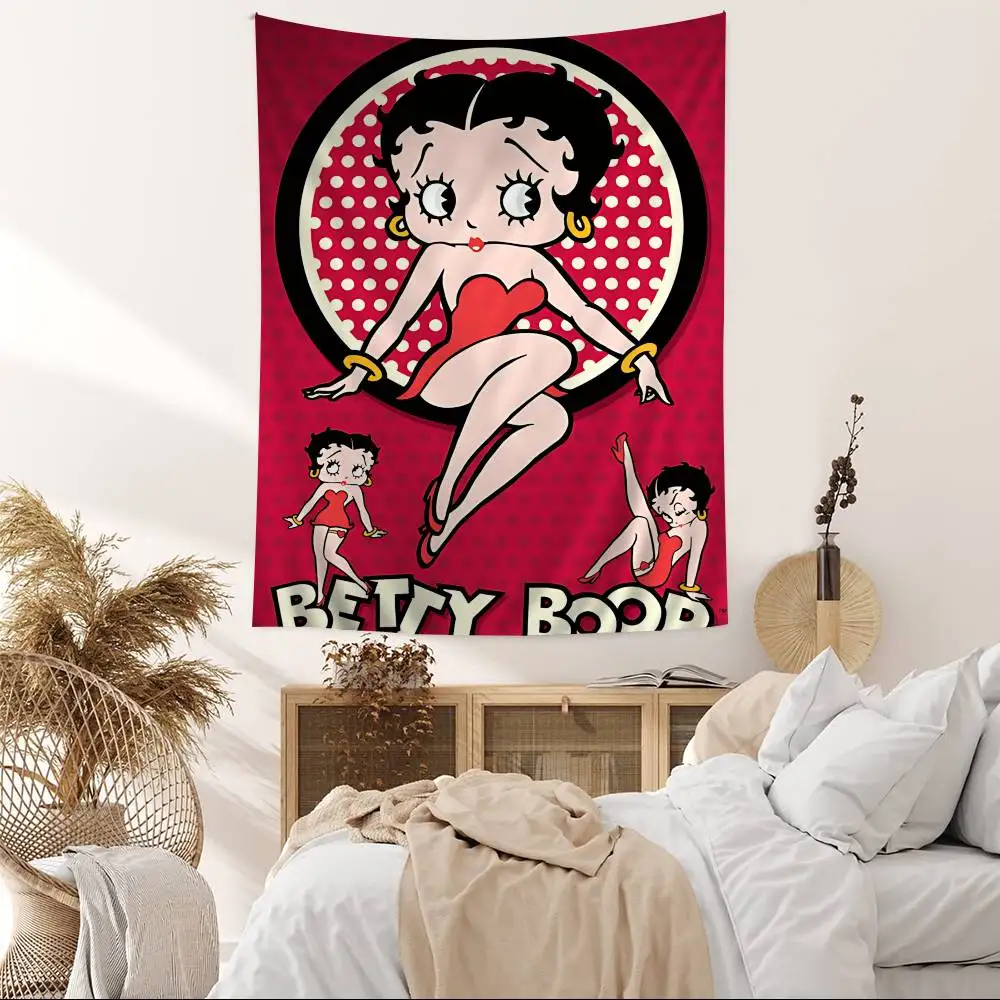 Beautiful Girl Animation B-Betty B-Boop Colorful Tapestry Wall Hanging Cheap Hippie Wall Hanging Bohemian Wall Tapestries Wall