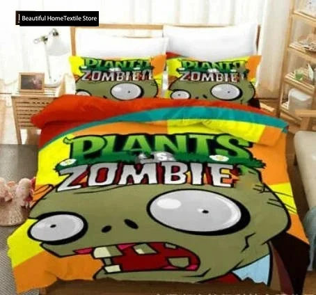 Plants Vs Bedding Sets Zombie Comfortable Duvet Quilt Cover Pillowcase Bedding Set Children Bedroom Decoration Home Textile