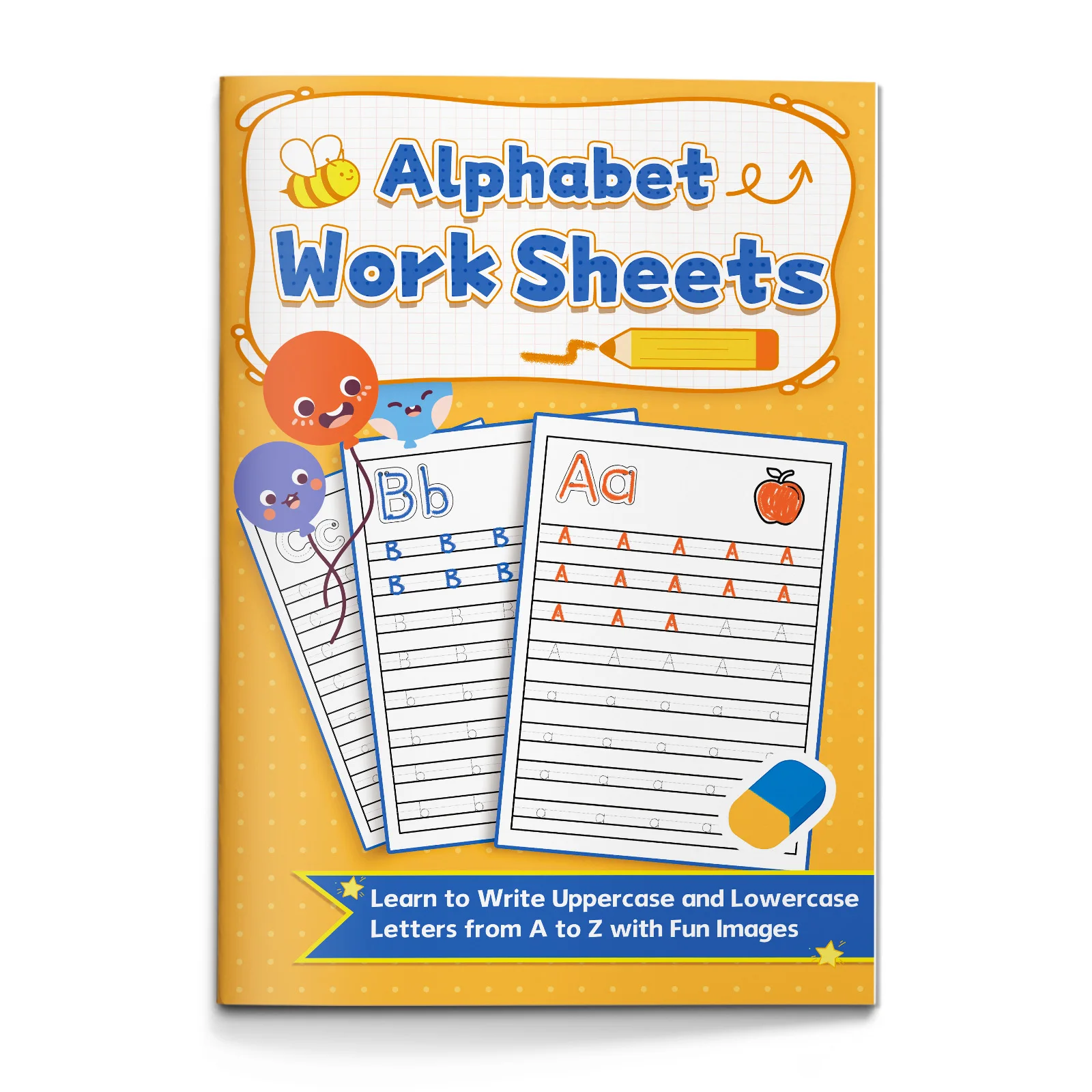 Children's alphabet coloring book, cute cartoon patterns, preschool early education workbook, boost your baby's hands-on skills