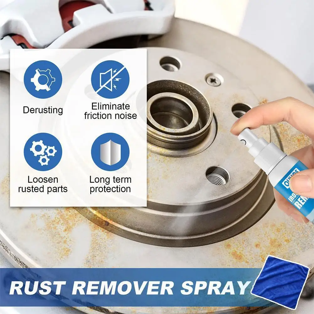 30/100ml Derusting Spray With Towel Metal Cleaner Cleaning Spray Remover Rust Maintenance Car Powder Iron O9R0 A7J6