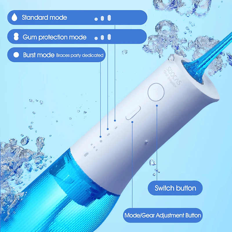 SOOCAS W3 Pro Water Flosser Teeth 4 Type Nozzle Cleaner Oral Irrigator Type-c Rechargeable Cleaner 7-modes Water Tank Removeable