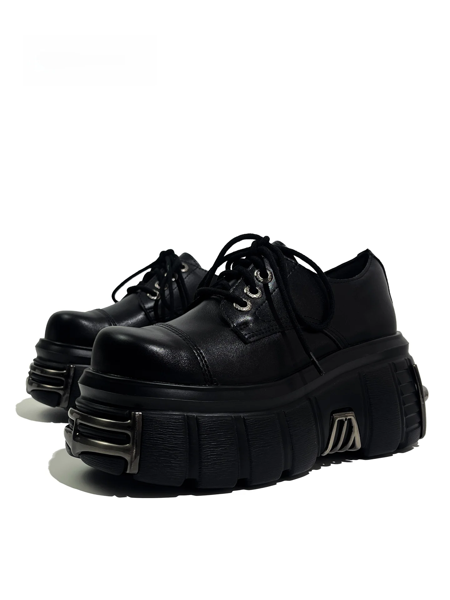 

MibVias Original Punk Style Thick Heel Platform Shoes Women's Heavy Metal Subculture Large Head Flatform Heightening Shoes