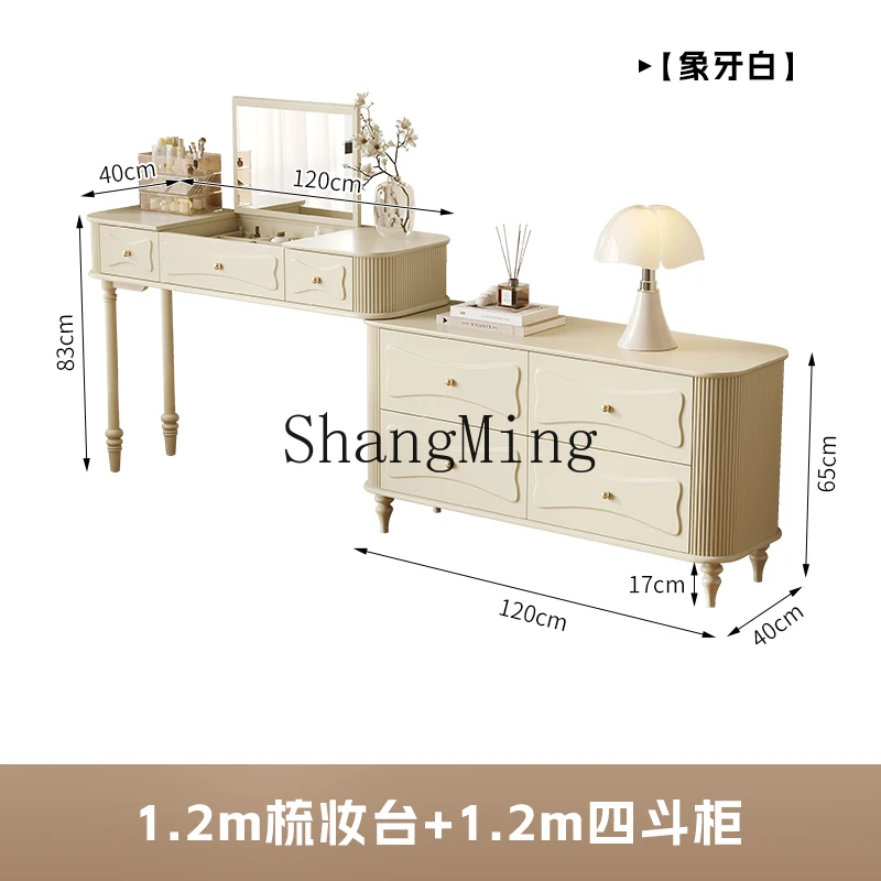 

ZYYretro solid wood chest dresser table medieval bedroom small apartment beech makeup table