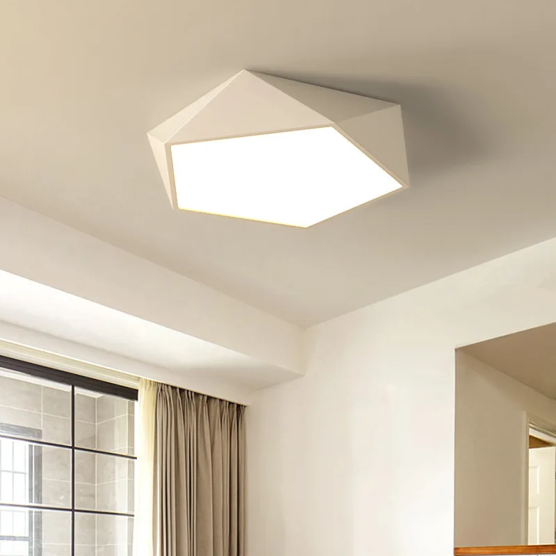 Diamond Geometric LED Ceiling Light for Dining Room Study, Modern Nordic Lamp for Bedroom, Creative Home Decor Accent