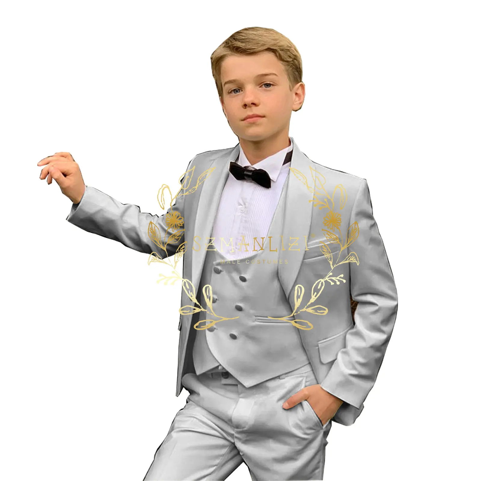 Boys Suit 3 Piece Wedding Tuxedo Party Jacket Pants Vest Child Blazer Set Pointed Shawl Lapel Formal Custom Kids Suits