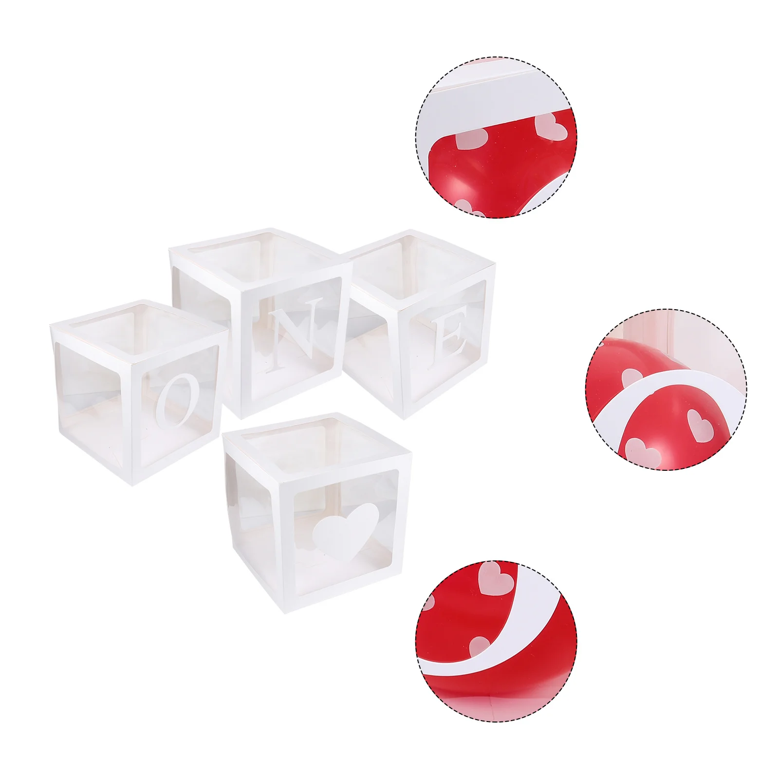

4Pcs Birthday Balloon Boxes One Letter Paper Material Baby Shower Party Decorations First Birthday Photo Shoot Prop