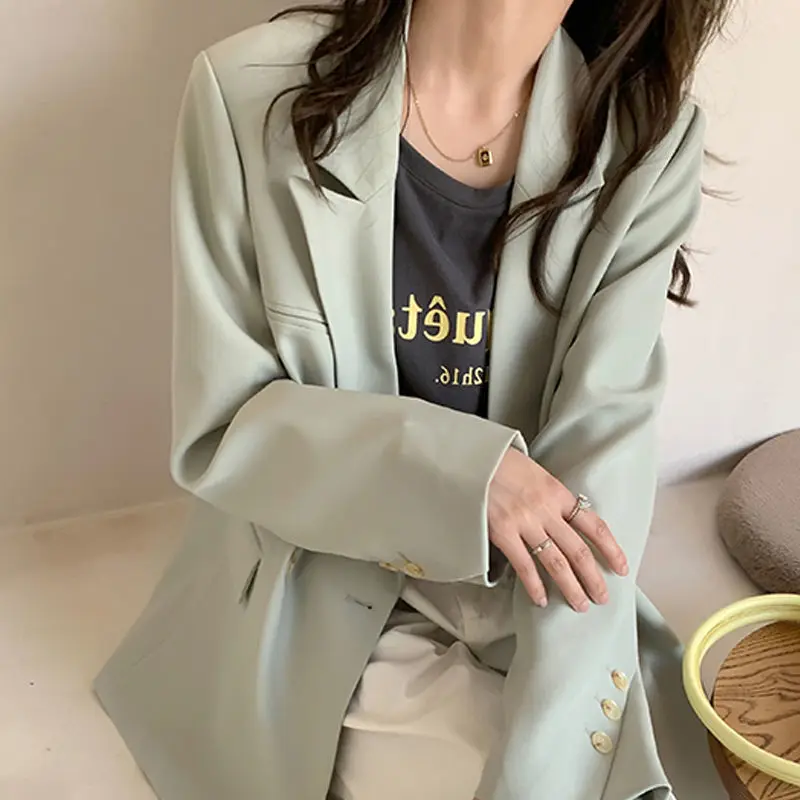 

Commute Blazer Overcoat Female Women'S Coats Sunscreen Badge Western Fine Slash Snap-Button Drapey Friendly Geometrical