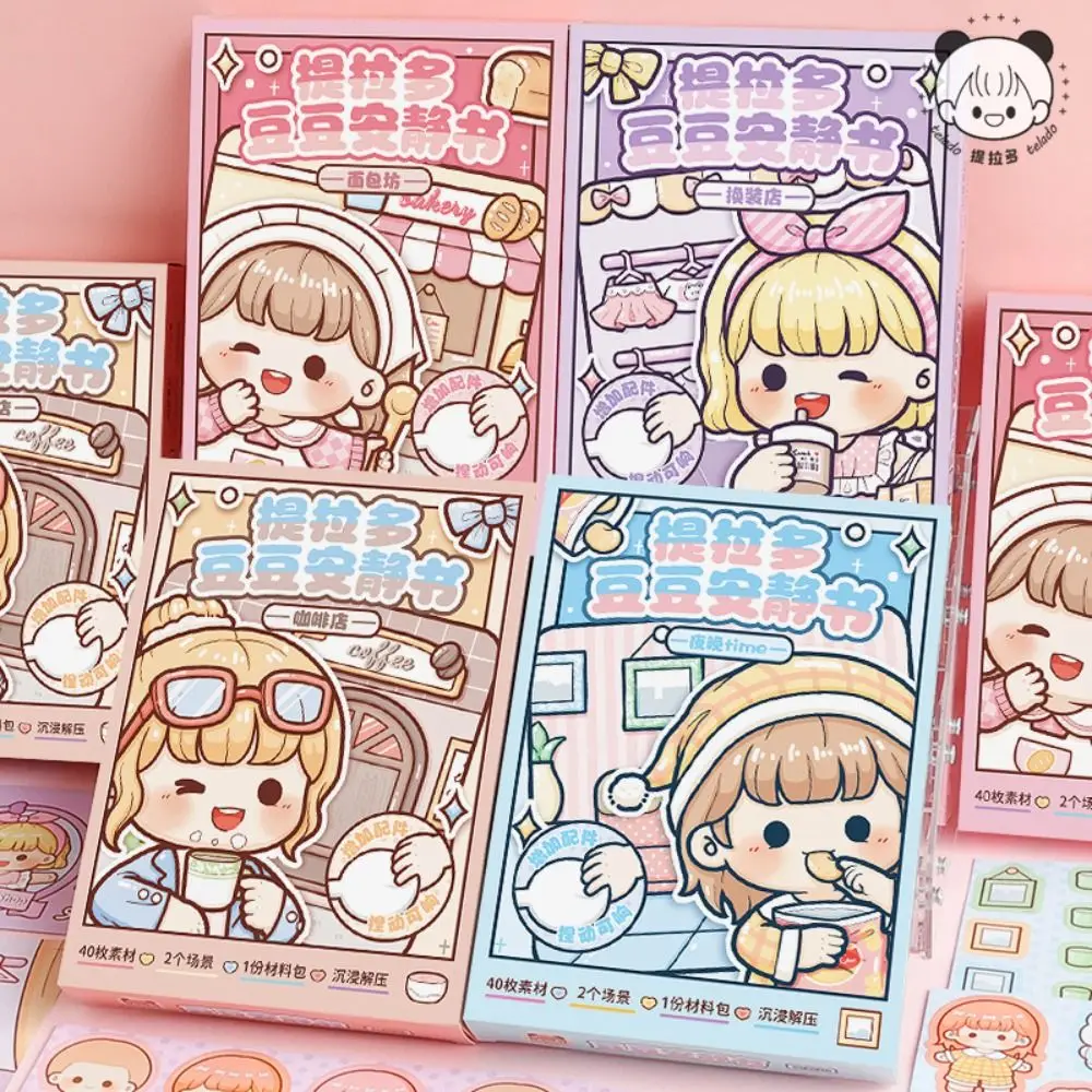 3D Sticker Book Kawaii Telado Bean Quiet Book Paper Anime Telado Quiet Book Sticker Sticker Book Toys Telado Busy Book Girls