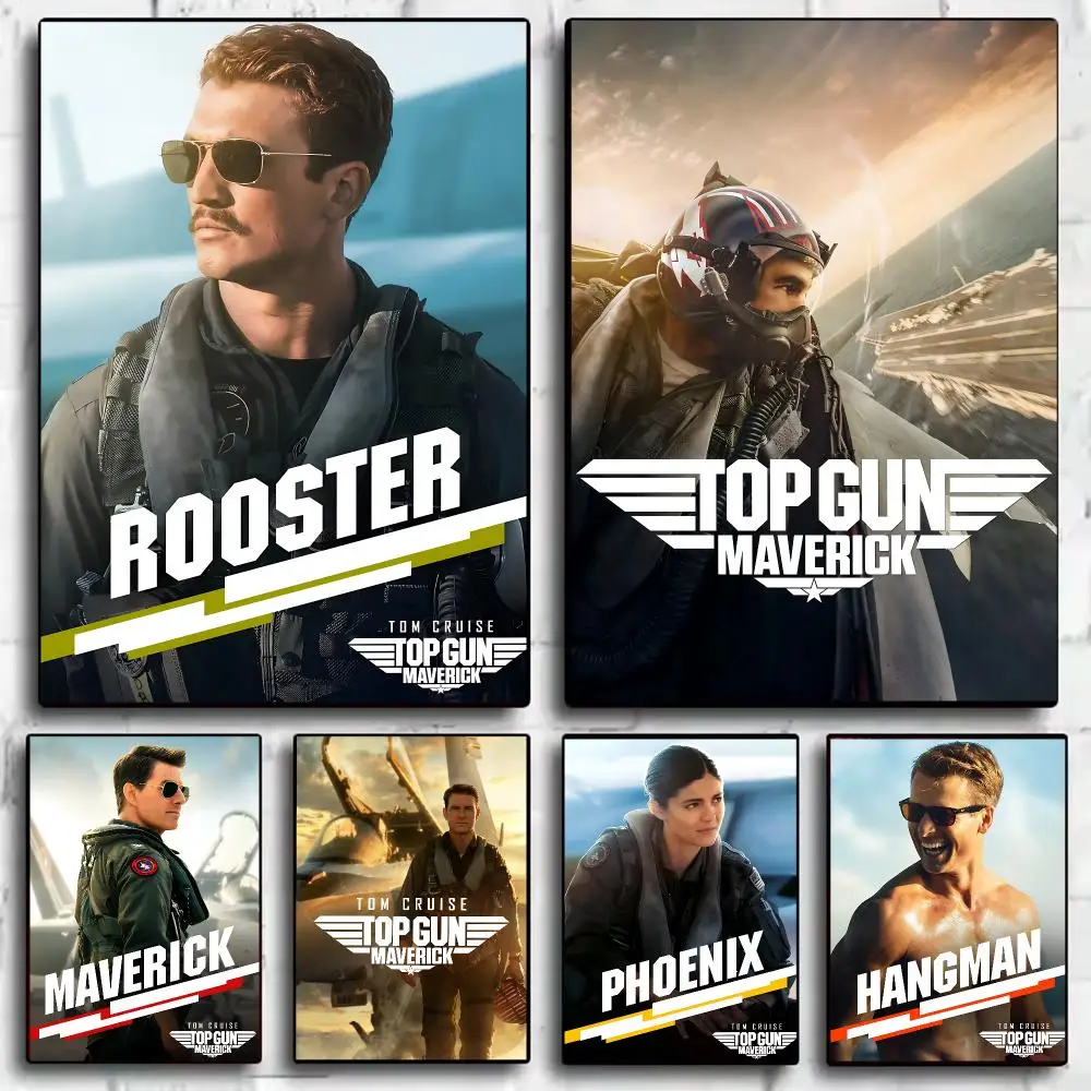 T-Top Gun Maverick Poster Wall Stickers Self Adhesive Art Decals for Bedroom Living Room Home Decor Print Mural HD Gift