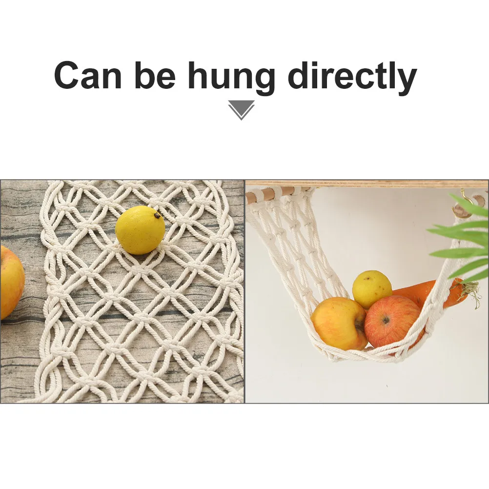 Handwoven Fruit Vegetable Macrame Hammock Kitchen Hanging Storage Basket Fresh Air Circulation Fruit Hammock Decoration