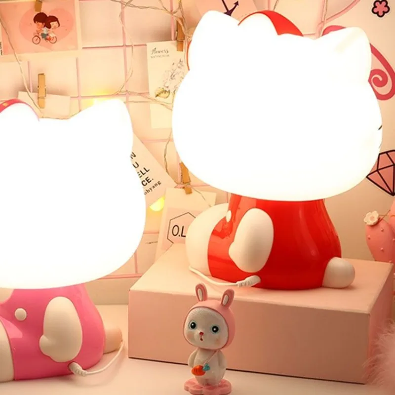 Sanrio New HelloKitty Kawaii Anime Cartoon Night Light Desk Lamp Bedroom Fashion Trend Sense of Luxury Eye Protection Sweetness view 2