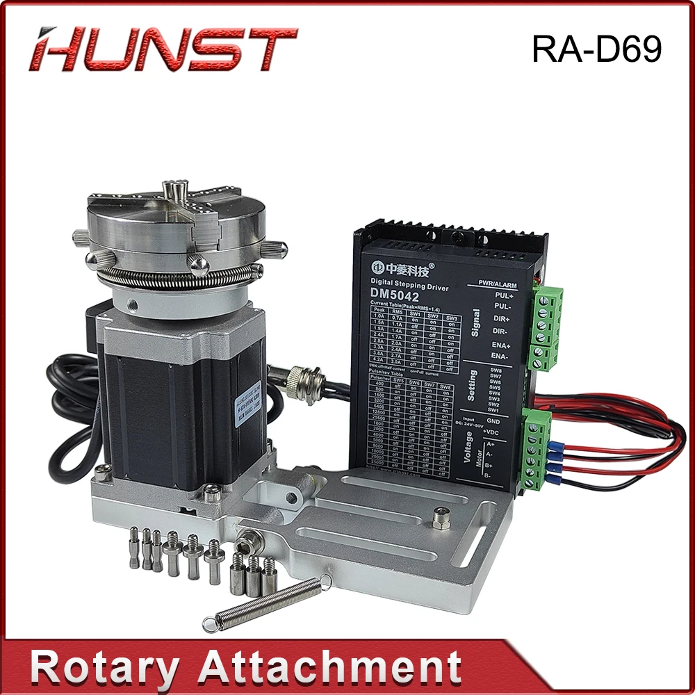 Hunst D69 CNC Router Laser Marking Machine Rotary Axis Chuck for Ring Bracelet  Jewelry Engraving Auto Lock Rotary Attachment