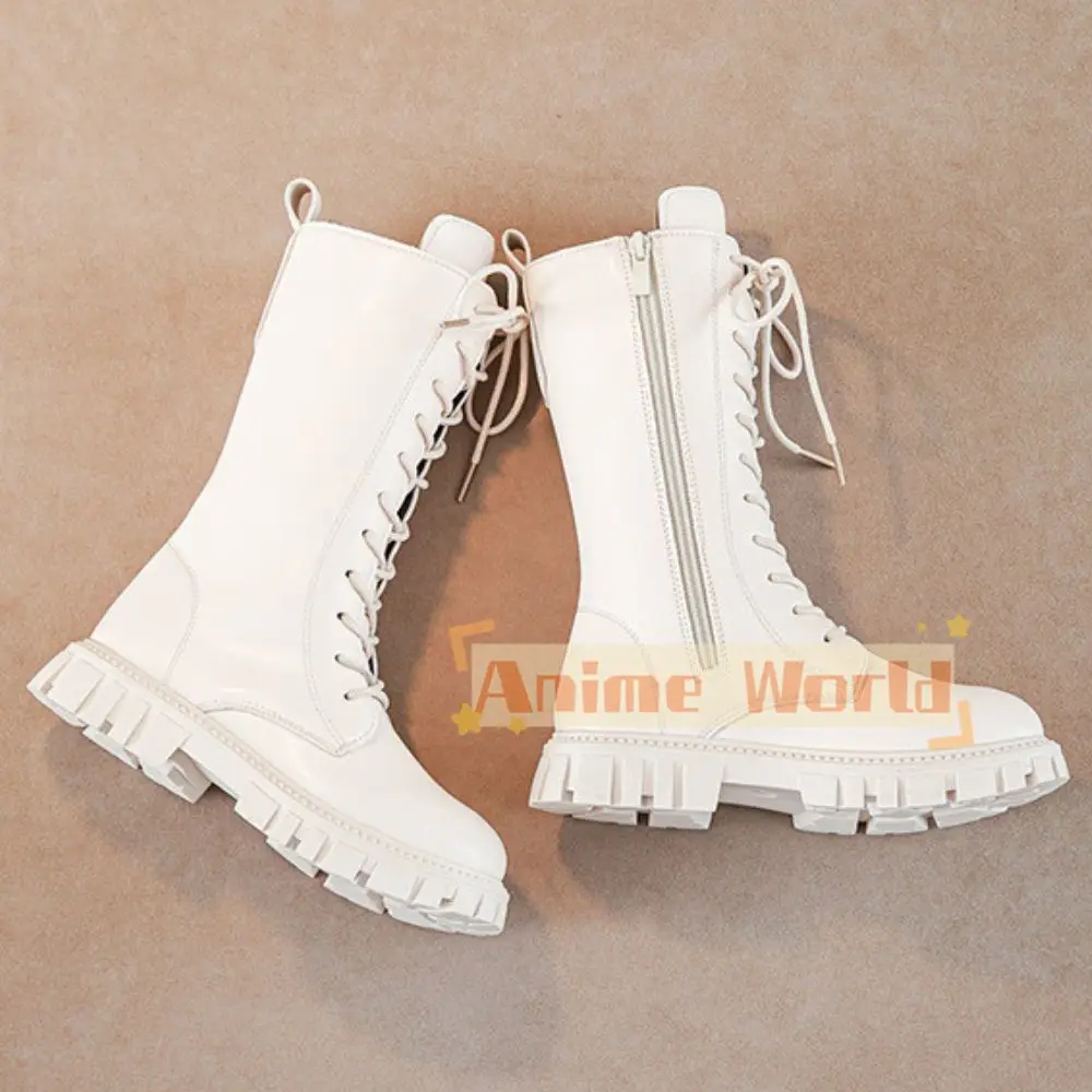 Kids Girls Kpop Demon Hunters Rumi Zoey Mira Cosplay Boots Shoes Child Leather Shoes Roleplay Halloween Carnival Costume Props