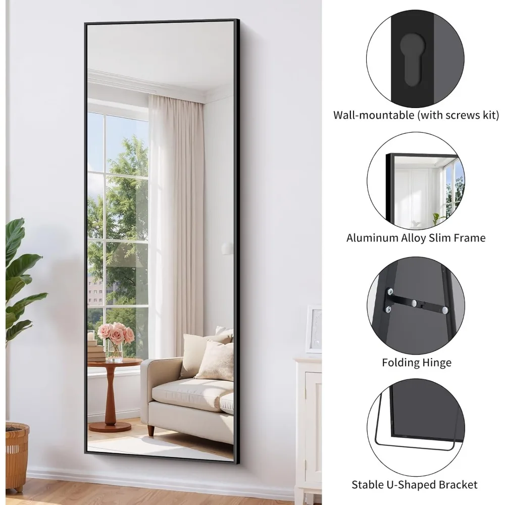 Miroir autonome complet 68x24, miroir de sol pour chambre à coucher, salon, amélioration de la décoration de la maison