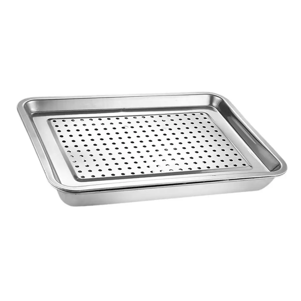 Hollow Tea Tray Multifunctional Metal Stainless Steel Stackable Gungfu Tea Table Serving Tray for Teahouse Home