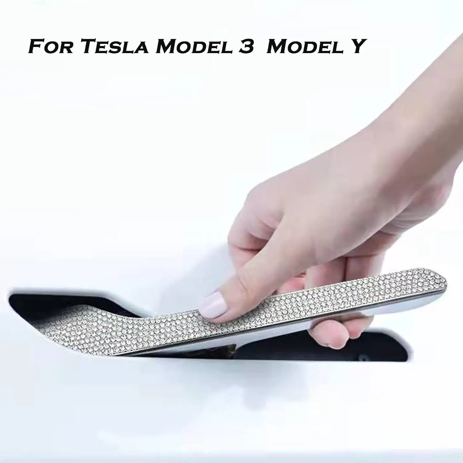 Model 3 Y Bling Crystal Rhinestone Osłona klamki drzwi Naklejka ochronna Naklejka Błyszczący diament Kompatybilny z Tesla Mo