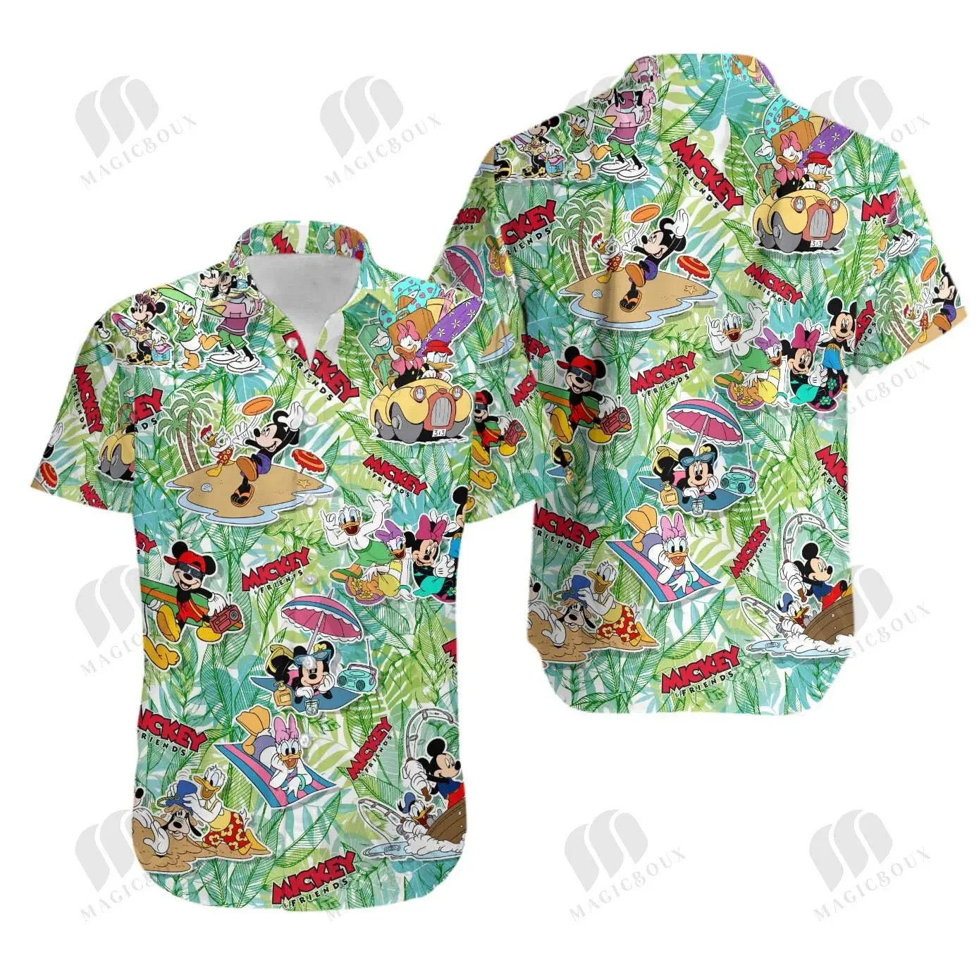 2024 Disney Mickey En Vrienden Vakantie Hawaiiaans Shirt Heren Dames Korte Mouwen Zomer Hawaiiaans Shirt Casual Strandshirt