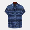 Retro Geometric Texture 3D Print Hawaiian Shirt Men Summer Short Sleeves Tops Beach Harajuku Street Lapel Blouse Male Clothes