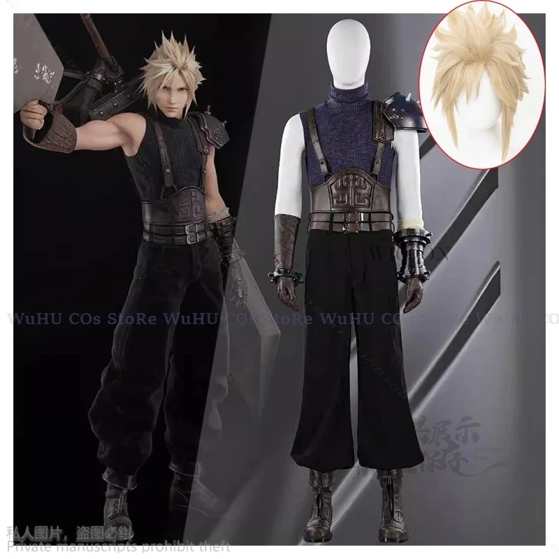 Final clothes fantasy FF7 Cloud Strife cosplay outfit PU leather Carnaval costume Halloween Christmas costume for men women