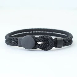 Punk Men Rope Bracelet Hand Leisure Accessories 4mm Cord Braclet Gift For Husband Boyfriend Cool Biker Matching Braslet Pulseira